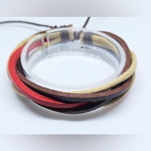 Men's bracelet leather layered brown new‎ e98